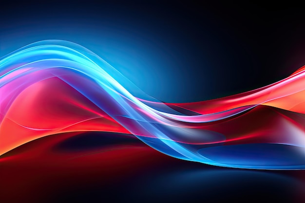 Niebieska i czerwona fala abstrakcyjna Projekt magicznej linii Element ruchu krzywej przepływu Neonowy gradient falisty illiust