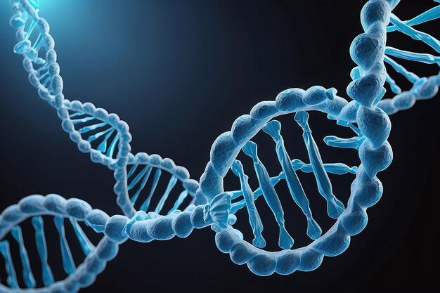 Niebieska ilustracja 3D izolowanej struktury DNA w tle