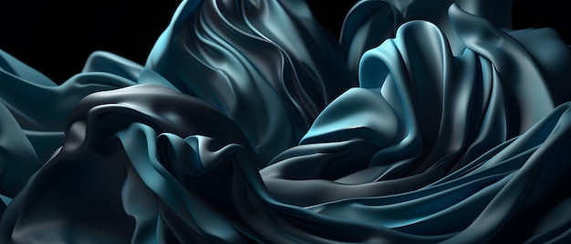 Niebieska jedwabna tkanina w czerni i bieli