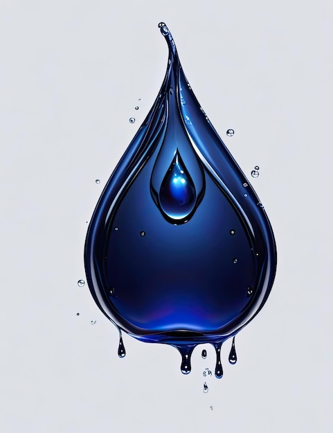 Zdjęcie niebieska kropla wody izolowana na białym tle ilustracja renderingu 3d