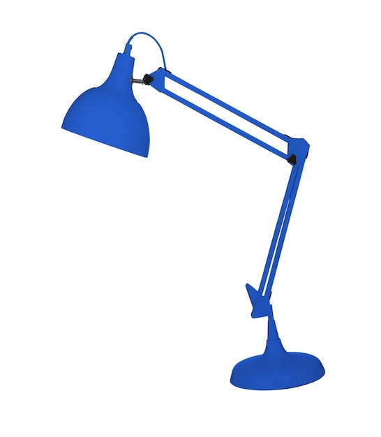 Niebieska lampa biurowa izolowana na białej