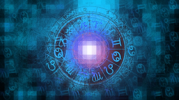 Niebieska mozaika astrologia horoskop wzór tekstury tła, projektowanie graficzne
