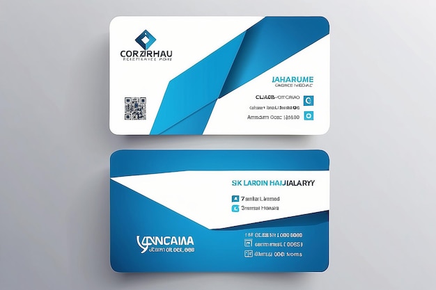 Niebieska nowoczesna kreatywna wizytówka i karta z nazwiskiem pozioma prosty czysty szablon wektorowy projekt