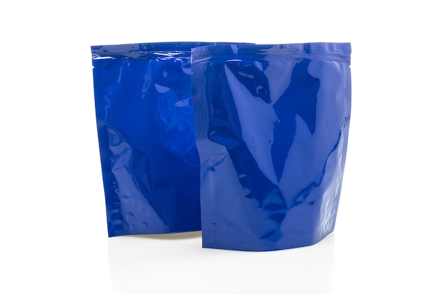 Niebieska Plastikowa Torba Do Pakowania Na Białym Tle