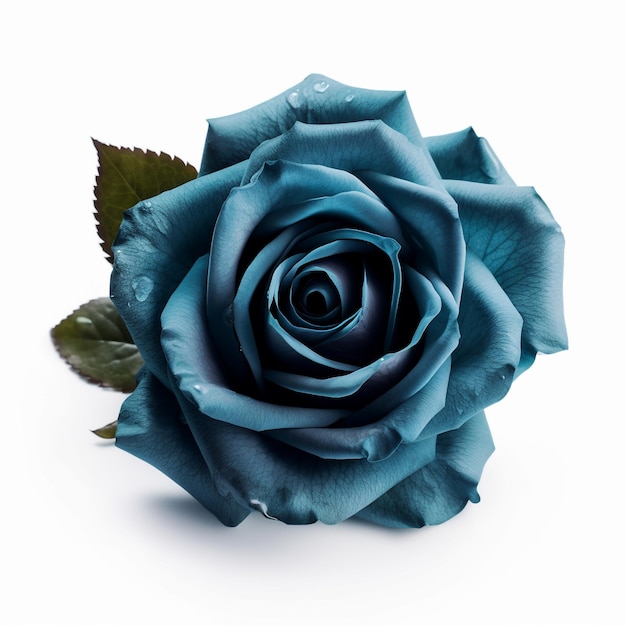 Niebieska róża ze słowem miłość