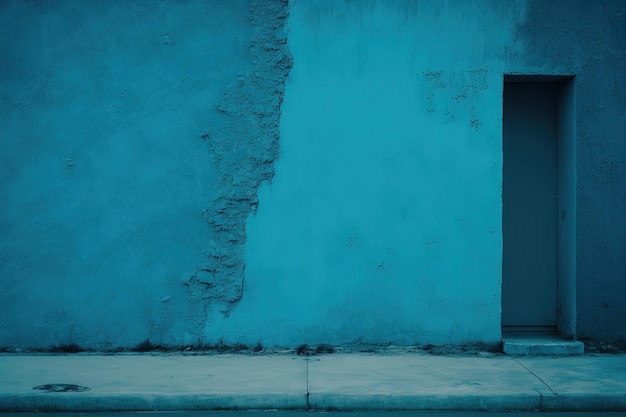 Niebieska ściana z drzwiami w niej generuje sztuczną inteligencję