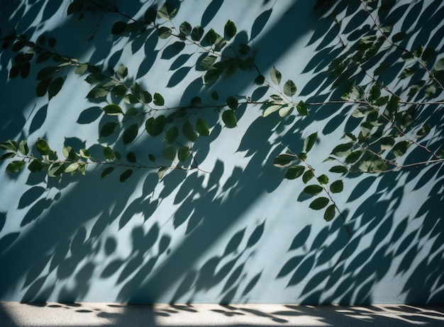 Niebieska ściana z liśćmi i zielona ściana z napisem „miłość”.