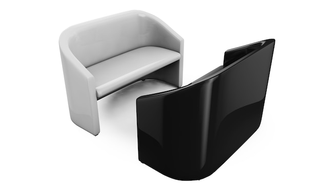 Niebieska Sofa Na Białym Tle Renderowania 3d