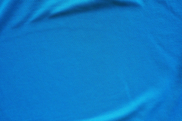 Niebieska tkanina sportowa koszulka piłkarska z teksturą siatki powietrznej
