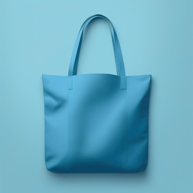 Niebieska torba na ramię na niebieskim płaskim tle, prosta, czysta i minimalistyczna