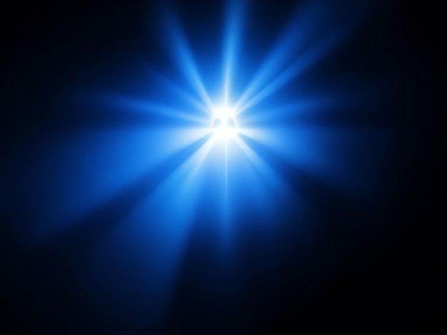 Zdjęcie niebieska wiązka światła reflektora na czarnym tle