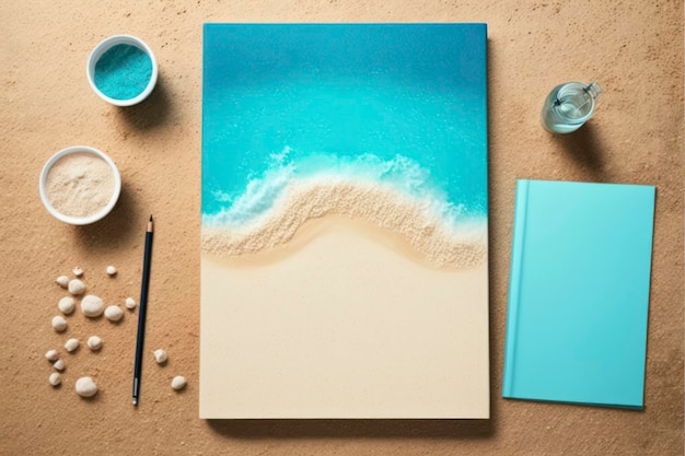 Zdjęcie niebieska woda i piasek tło kopia przestrzeń makieta