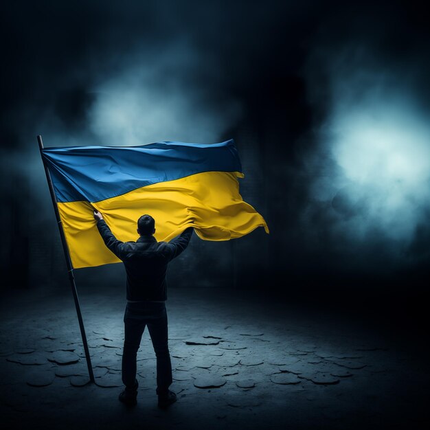 Niebieska żółta flaga Ukrainy Dzień Niepodległości