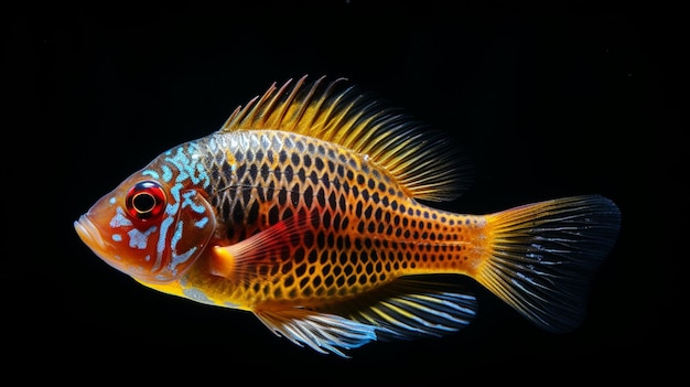 Niebieski Acara Cichlid Andinoacara pulcher AI Generative