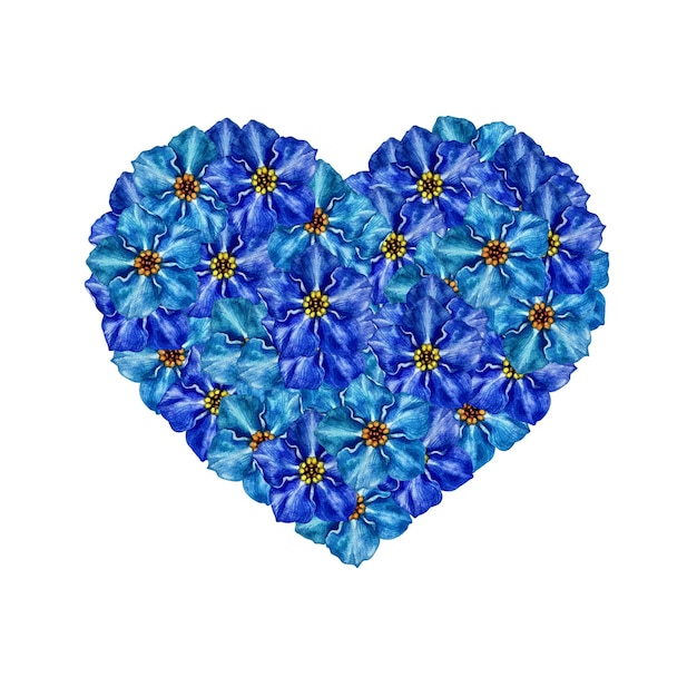Niebieski akwarel kwiatowy serce z zapomnij mnie nie kwiaty na ślub walentynki naklejki