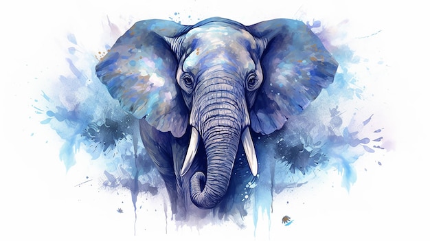 Niebieski akwarela słoń ilustracja AI generatywne generatywne AI