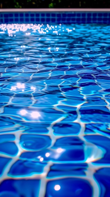 Niebieski basen tworzy abstrakcyjne tło z spokojnymi, falującymi odbiciami wodnymi