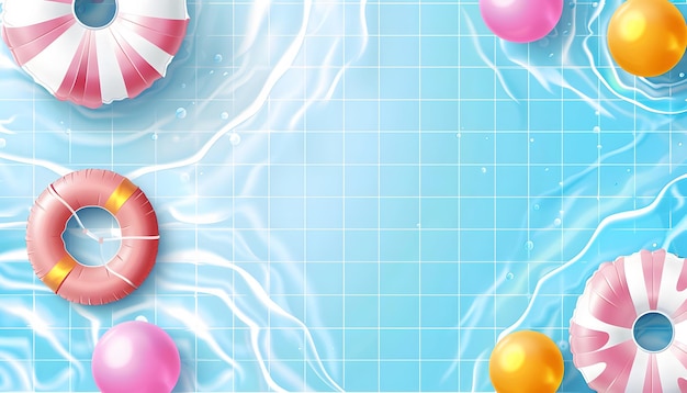 niebieski basen z balonami i niebieskim tłem wodnym