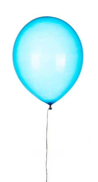 Niebieski gumowy balon odizolowywający na białym tle.