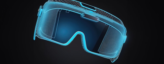 Niebieski hologram szklanego zestawu słuchawek wirtualnej rzeczywistości Future Concept Simulation ai generowany