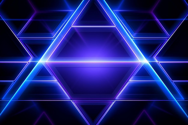 Niebieski i fioletowy geometryczny efekt światła neonowego na tle