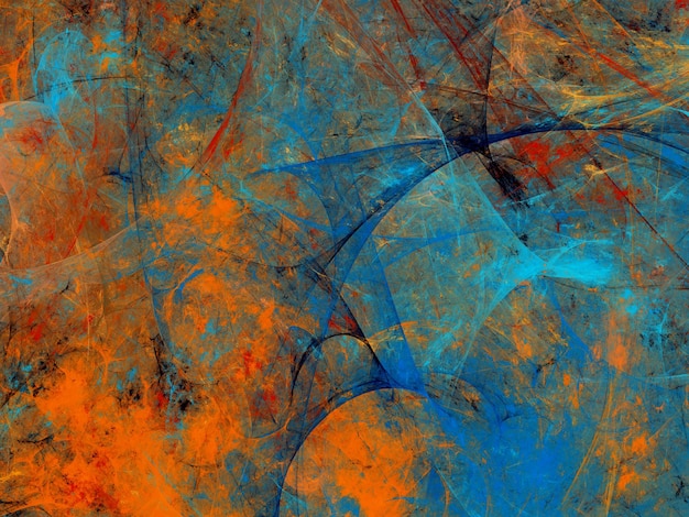 niebieski i pomarańczowy abstrakcyjny tło fraktalne ilustracja renderingu 3D