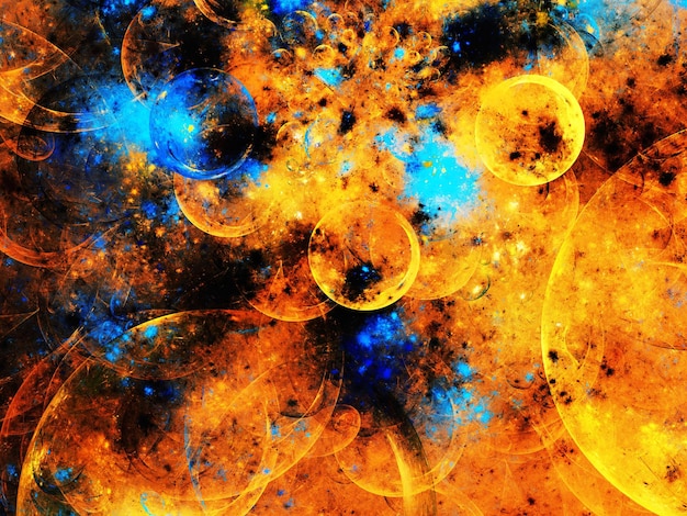 niebieski i pomarańczowy abstrakcyjny tło fraktalne ilustracja renderingu 3D