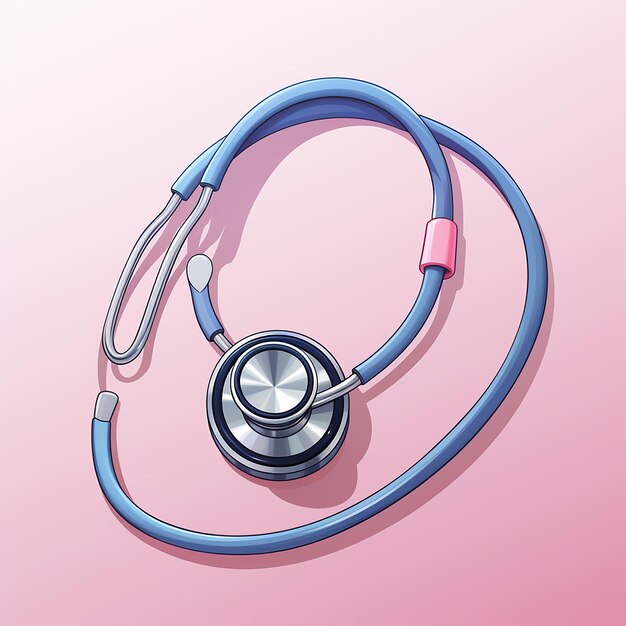Niebieski i różowy stetoskop w stylu kreskówki