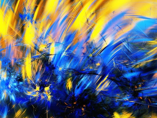 niebieski i żółty abstrakcyjny tło fraktalne ilustracja renderingu 3D