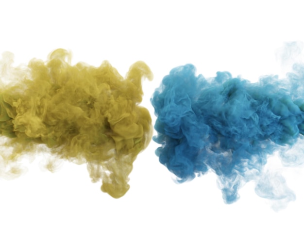 Niebieski i żółty dym renderowania 3d