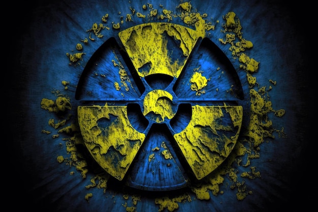 Zdjęcie niebieski i żółty symbol zagrożenia radioaktywnego generative ai