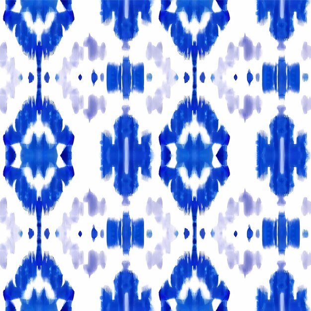 Zdjęcie niebieski ikat na białym tle tradycyjna sztuka abstrakcyjna szwu na tkaninie