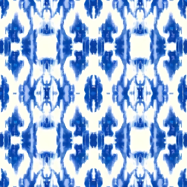 Zdjęcie niebieski ikat na białym tle tradycyjna sztuka abstrakcyjna szwu na tkaninie