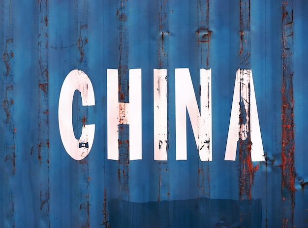Zdjęcie niebieski kontener dostawczy w chinach teksturowane tło hd