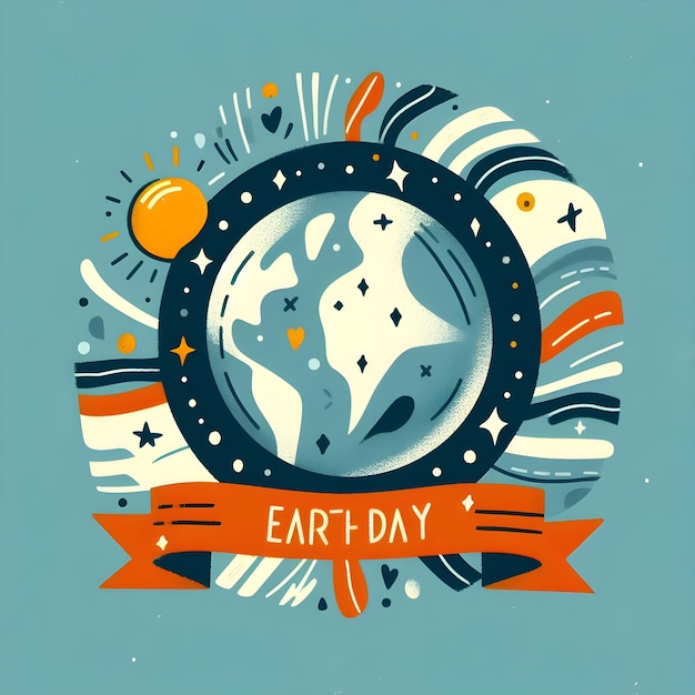 niebieski krąg z obrazem niedźwiedzia polarnego i słowami "dzień Ziemi"