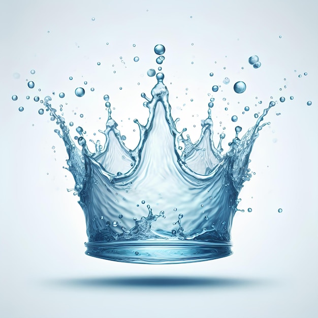 Zdjęcie niebieski kształt korony z czystej wody izolowany na białym tle