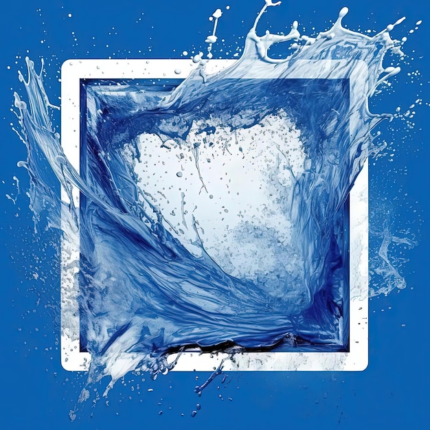 niebieski kwadrat z białymi plamkami wody na tle