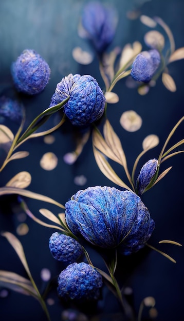 Niebieski Kwiat Drawig Abstrakcyjne Tło Tapety
