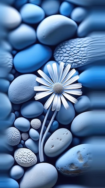 Niebieski kwiat i kamienne tło
