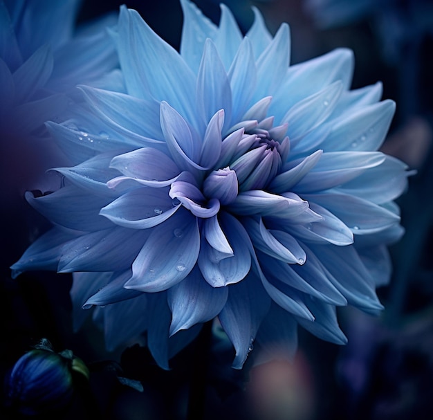 Niebieski kwiat na ciemnym tle