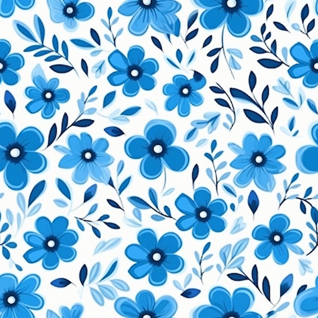 Zdjęcie niebieski kwiatki na białym tle generatywna ai