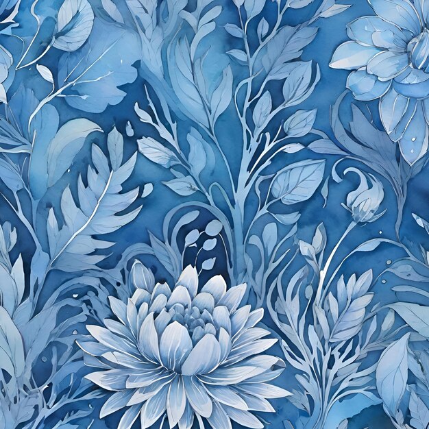 Niebieski kwiatowy wzór z kwiatami na nim