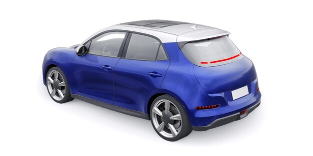 Niebieski ładny mały elektryczny samochód hatchback ilustracja 3D