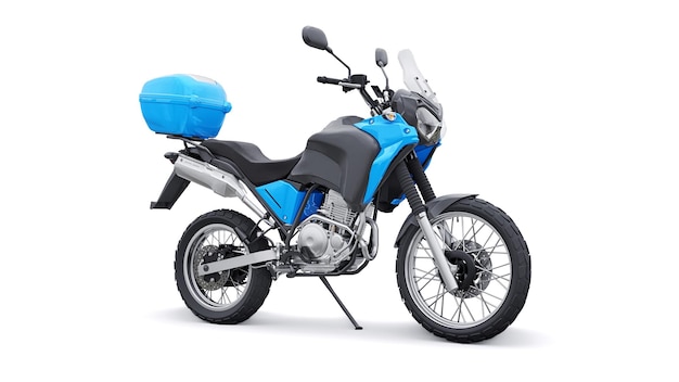 Niebieski lekki turystyczny motocykl enduro ilustracja 3d
