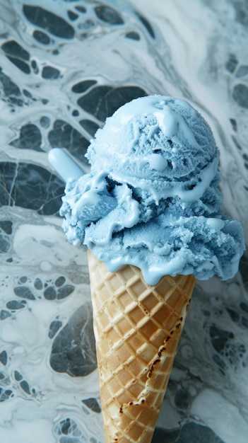 Zdjęcie niebieski lody na marmurowym tle