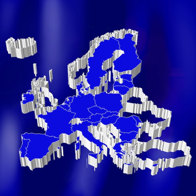 Niebieski mapa Europy ilustracja 3D