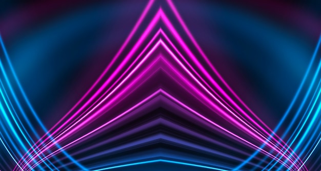 Niebieski neon z jasnymi, płynnymi liniami.