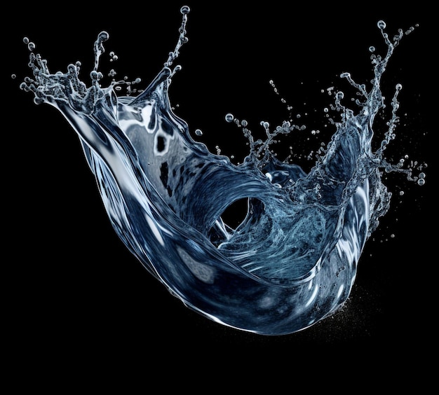 Niebieski plusk wody ze słowem woda