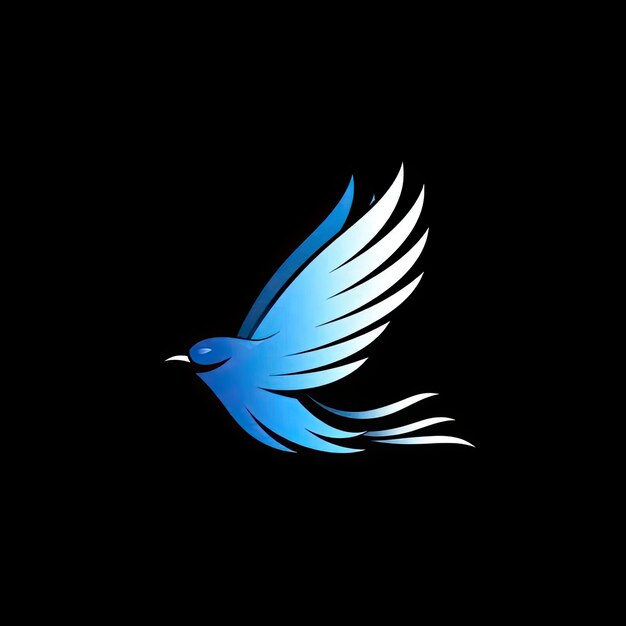 Zdjęcie niebieski ptak z białymi skrzydłami latający w ciemności