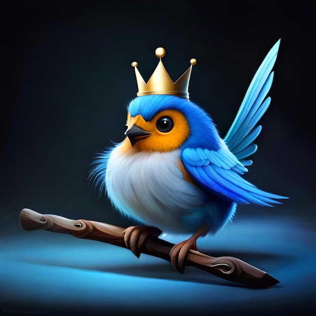 Niebieski ptak z koroną na głowie